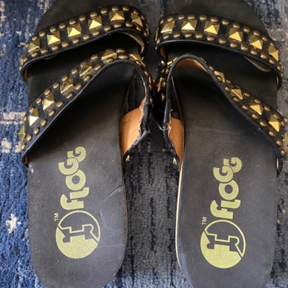 HARD TO FIND Flogg Studded Sandals - Wooden sole modern 70's style - Picture 6 of 8